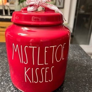 Rae Dunn Mistletoe kisses large canister